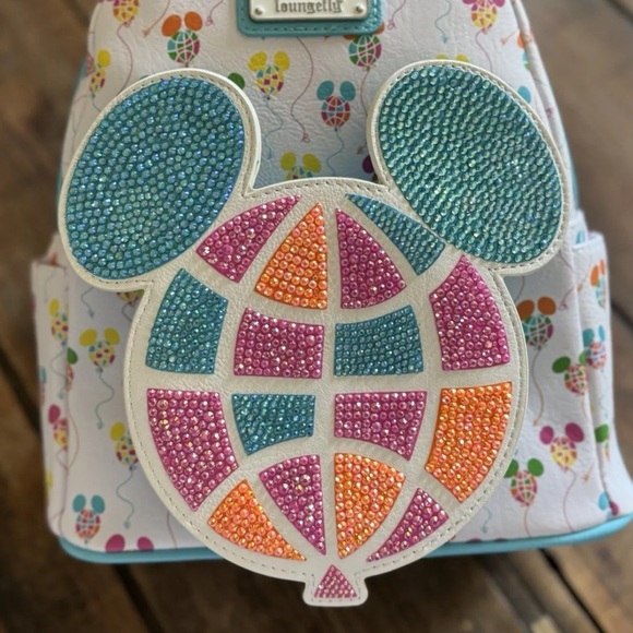 Disney 50th Anniversary Retro Vault Balloons Loungefly Handcrafted Bedazzled - Picture 3 of 5